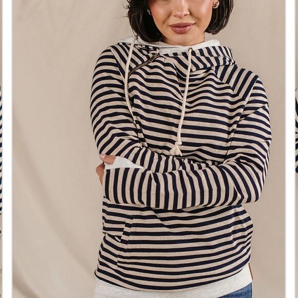 AMPERSAND - SO TRUE STRIPE DOUBLEHOOD SWEATSHIRT - Picture 1 of 6